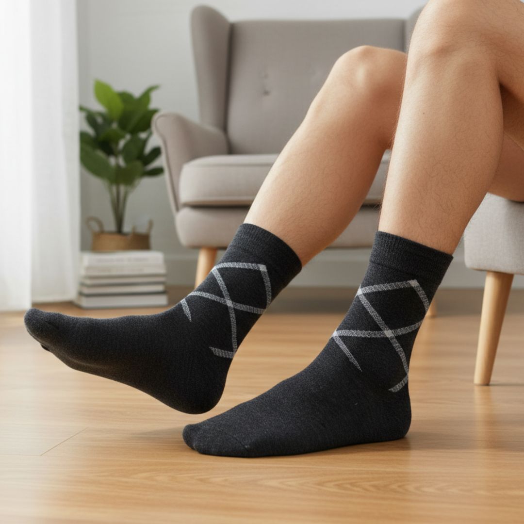 Black Cotton Ankle-Length Socks with Minimal Line Design | Casual Wear - Image 3