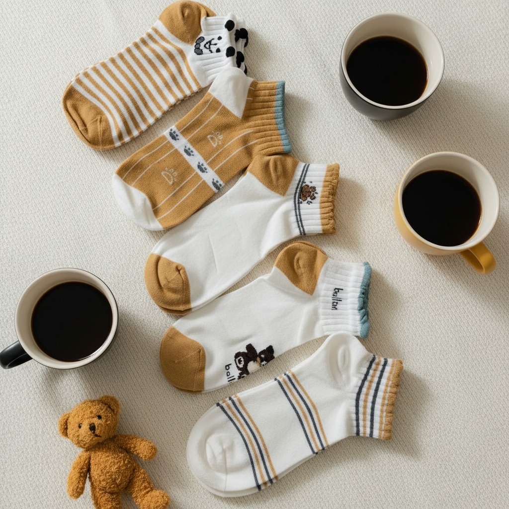 Brown Cotton Ankle Socks Pack of 5 Soft Breathable Lightweight Daily Comfort