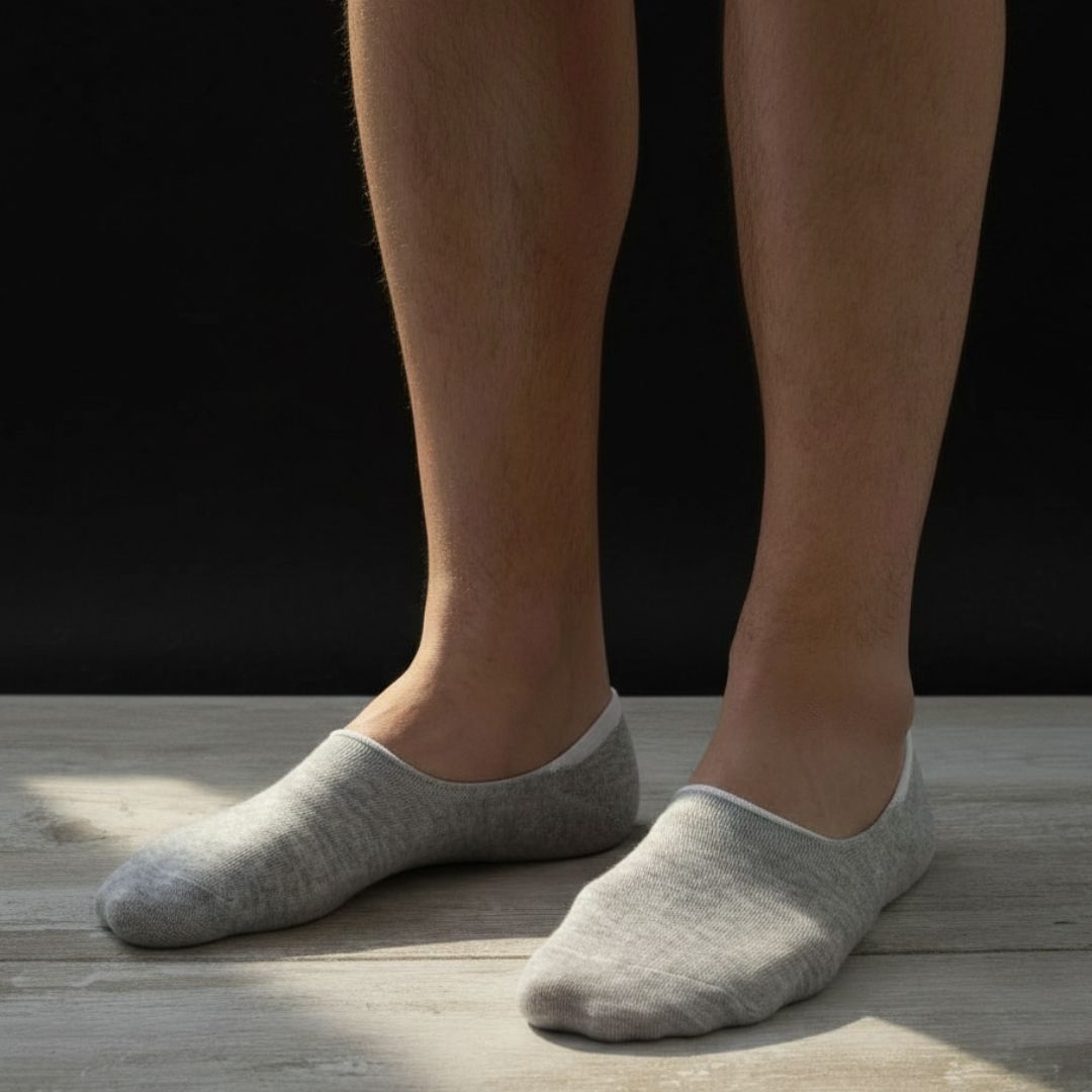 Men Cotton No Show Socks (Pack of 4) Invisible Low Cut, Loafers Socks - Image 3