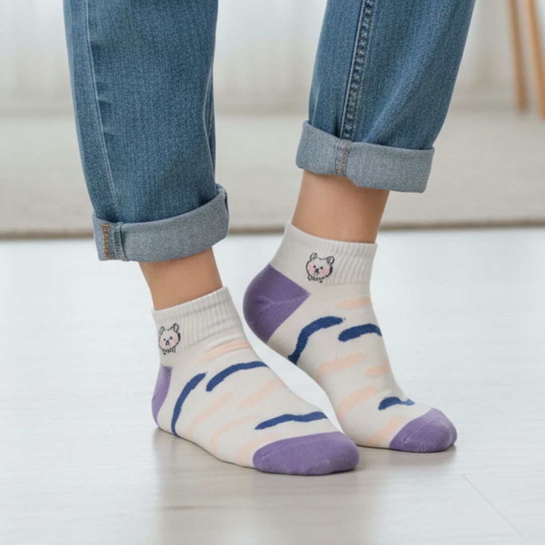 Ankle Socks for Women Pack of 5 Cotton Soft Breathable Multicolor - Image 4