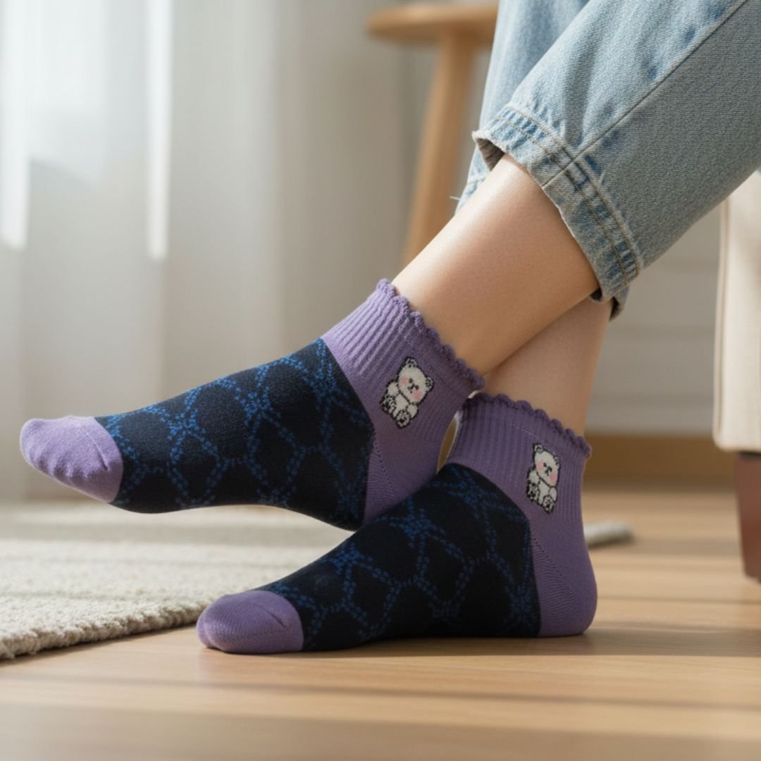 Ankle Socks for Women Pack of 5 Cotton Soft Breathable Multicolor - Image 3