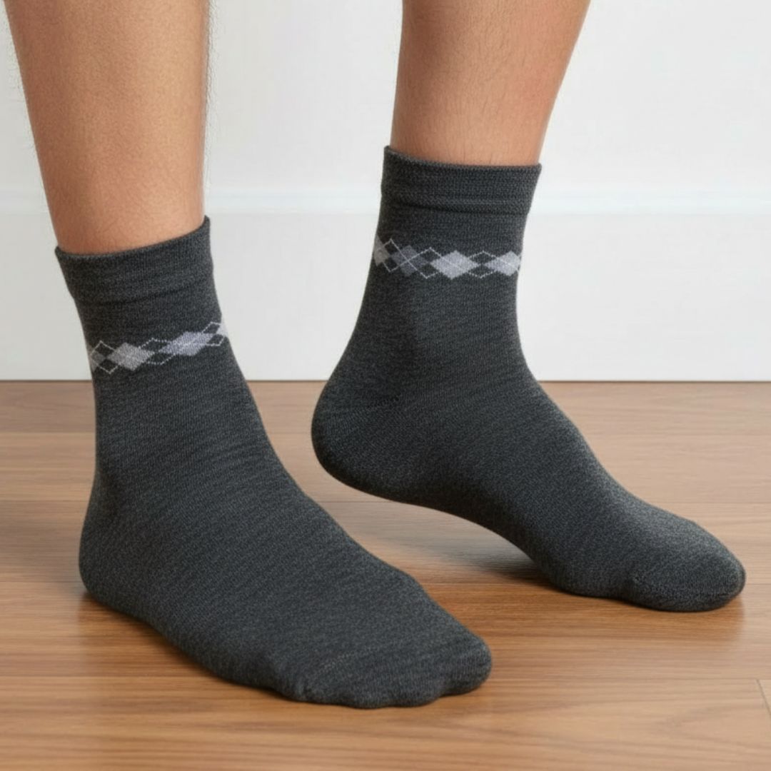 Men's Dark Grey Cotton Ankle Socks Soft Breathable Comfort Fit - Image 3