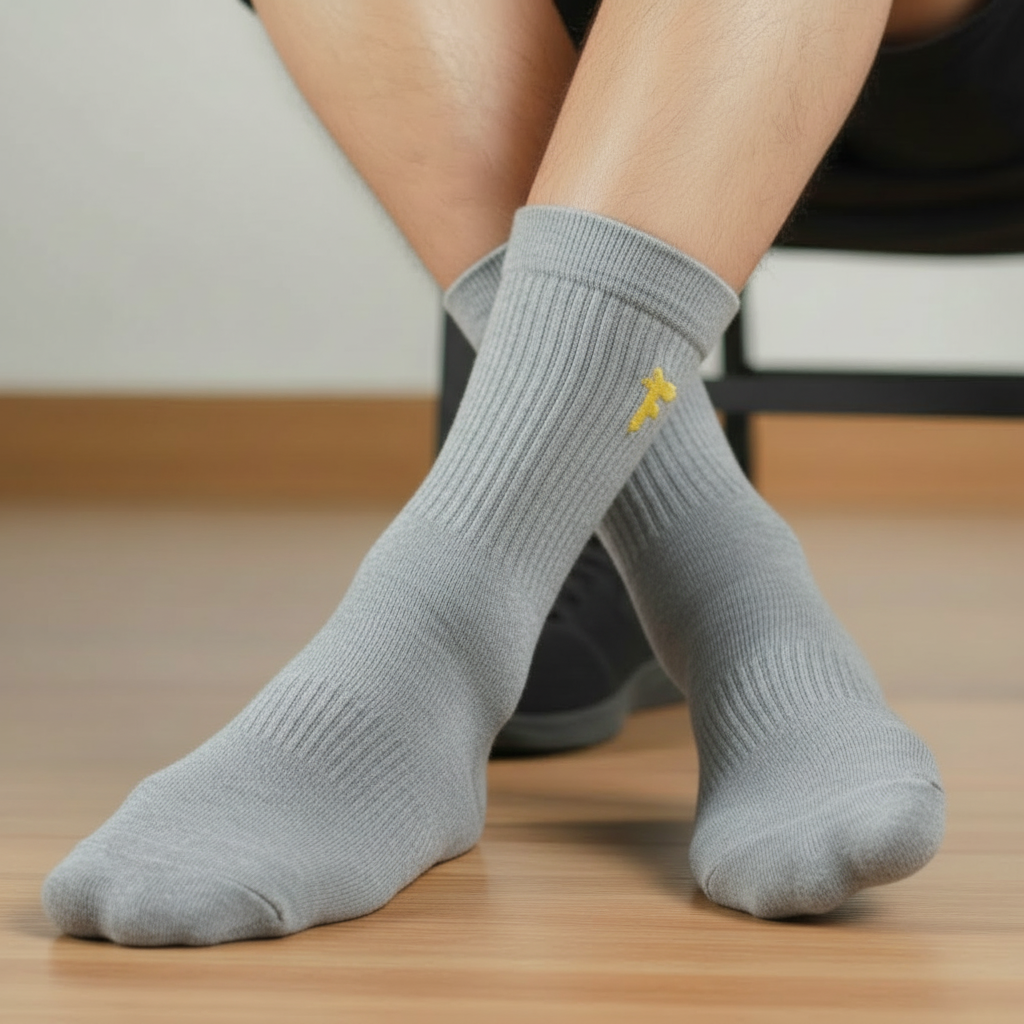 Men’s Antimicrobial Cotton Ribbed Crew Socks